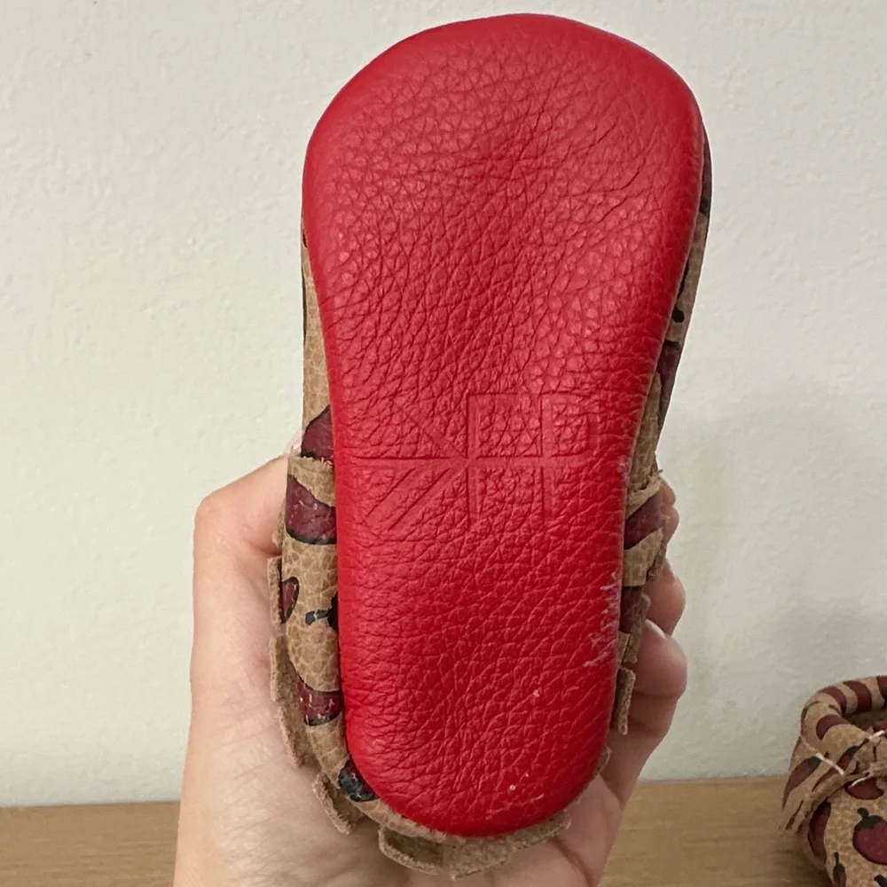 Freshly Picked Tan and Red Moccasins
